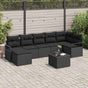 Sofa Set 8 pcs Black Poly Rattan