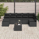 Garden Sofa Set 8 pcs Black Poly Rattan and Powder-Coated Steel - Side View