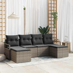 Sofa Set 6 pcs Grey Poly Rattan
