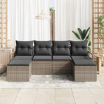 Sofa Set 6 pcs Grey Poly Rattan