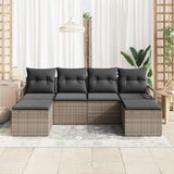 Garden Sofa Set 6 pcs Grey Poly Rattan and Powder-Coated Steel - Side View