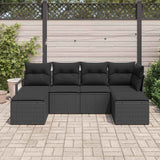 Garden Sofa Set 6 pcs Black Poly Rattan and Powder-Coated Steel - Side View