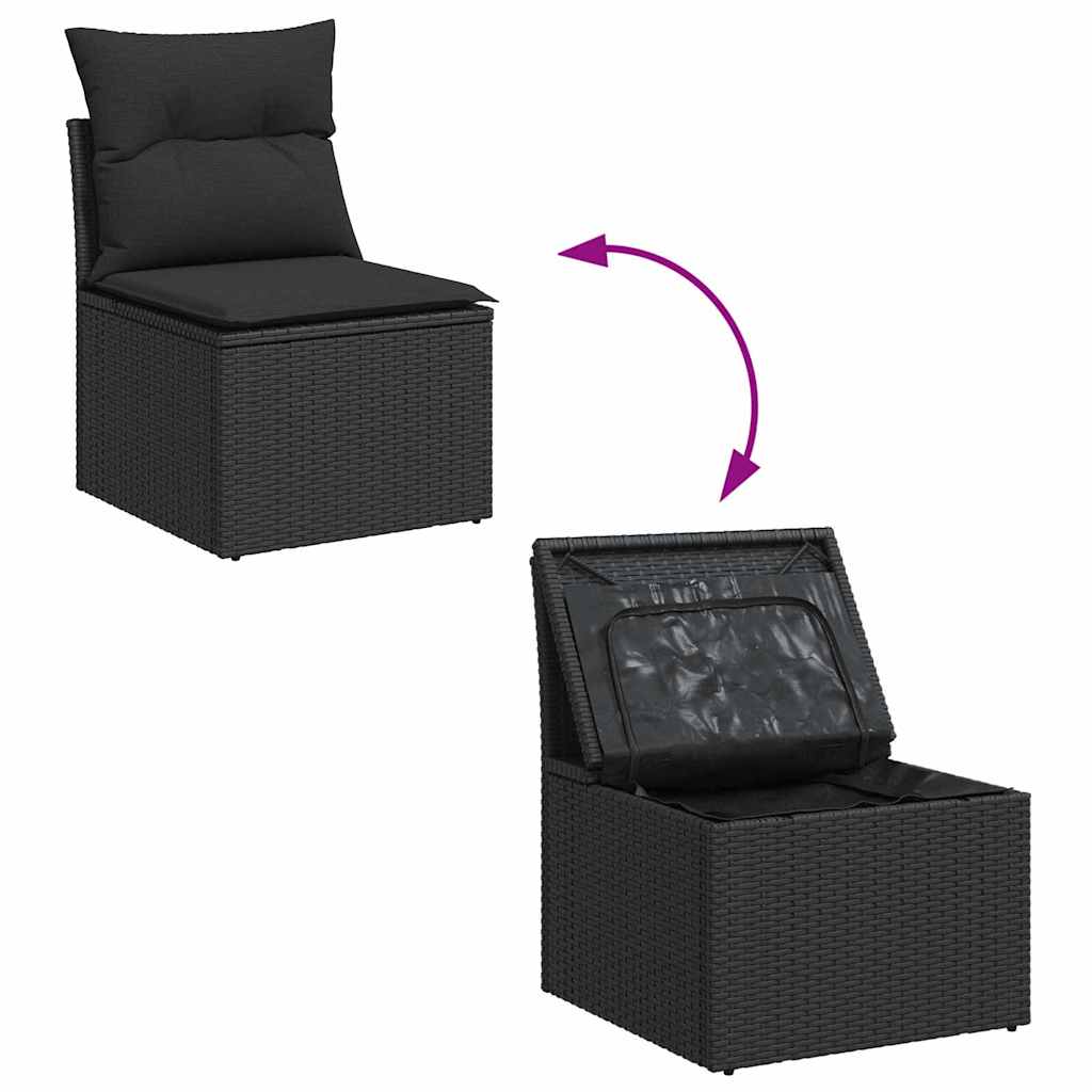 Garden Sofa Set 6 pcs Black Poly Rattan and Powder-Coated Steel