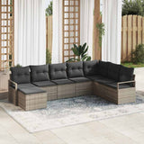Sofa Set with Cushion with Storage 8 pcs Grey Poly Rattan