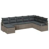 Garden Sofa Set 8 pcs Grey Poly Rattan and Powder-Coated Steel - Front View