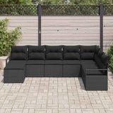 Sofa Set with Cushion with Storage 8 pcs Black Poly Rattan