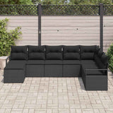 Garden Sofa Set 8 pcs Black Poly Rattan and Powder-Coated Steel - Side View