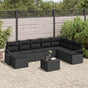 Sofa Set 9 pcs Black Poly Rattan