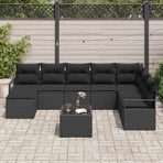 Sofa Set 9 pcs Black Poly Rattan