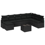 Sofa Set 9 pcs Black Poly Rattan