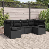 Garden Sofa Set 6 pcs Black Poly Rattan and Powder-Coated Steel