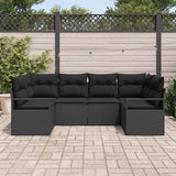 Garden Sofa Set with Cushion 6 pcs Black Poly Rattan