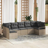 Garden Sofa Set with Cushion 7 pcs Grey Poly Rattan