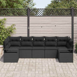 Garden Sofa Set 7 pcs Black Poly Rattan and Powder-Coated Steel - Side View