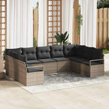 Garden Sofa Set with Cushion 9 pcs Grey Poly Rattan