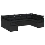 Garden Sofa Set 9 pcs Black Poly Rattan, image 2