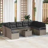 Garden Sofa Set with Cushion 10 pcs Light Grey Poly Rattan