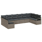 Garden Sofa Set with Cushion 10 pcs Grey Poly Rattan