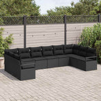 Garden Sofa Set 10 pcs Black Poly Rattan