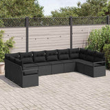 Sofa Set with Cushion with Storage 10 pcs Black Poly Rattan - Side View
