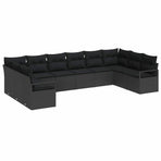 Garden Sofa Set 10 pcs Black Poly Rattan