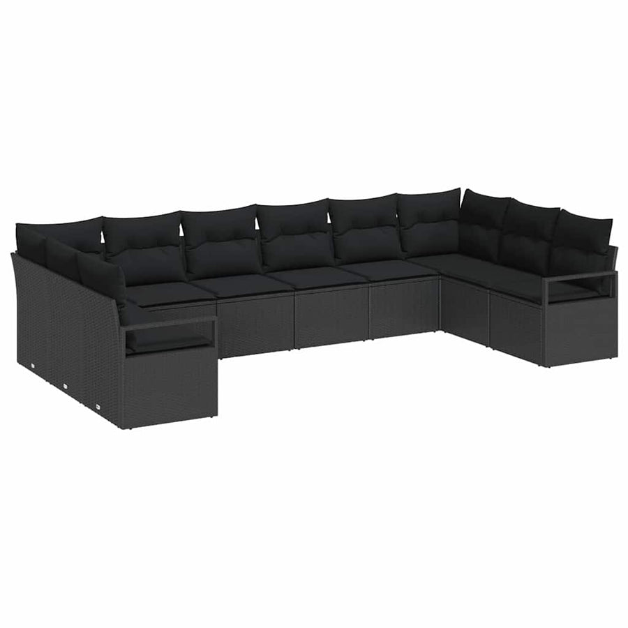 Garden Sofa Set 10 pcs Black Poly Rattan
