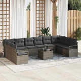 Garden Sofa Set with Cushion 11 pcs Light Grey Poly Rattan