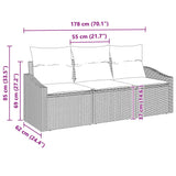 Garden Sofa Set with Cushion 3 pcs Grey Poly Rattan - Extra Image