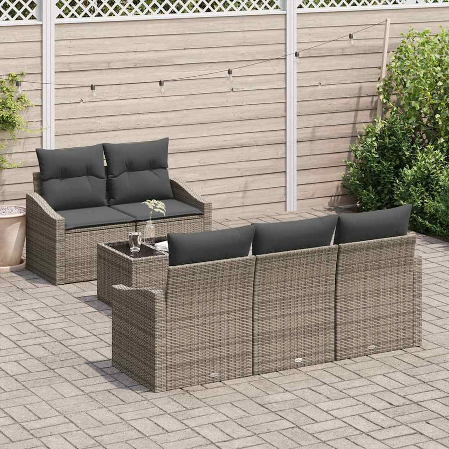 Sofa Set 6 pcs Grey 55 x 55 x 37 cm Poly Rattan