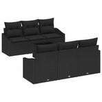 Sofa Set 7 pcs Black 55 x 55 x 37 cm Poly Rattan