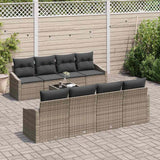 Sofa Set with Cushion with Storage 7 pcs Grey Poly Rattan