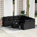 Sofa Set 9 pcs Black 233.5 x 234 x 85 cm Poly Rattan