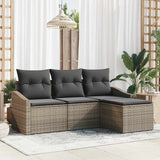 Sofa Set with Cushion with Storage 4 pcs Grey Poly Rattan