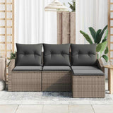 Sofa Set with Cushion with Storage 4 pcs Grey Poly Rattan - Side View