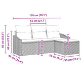 Sofa Set with Cushion with Storage 4 pcs Black Poly Rattan