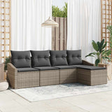 Garden Dining Set 5 pcs Grey Poly Rattan, Powder-Coated Steel