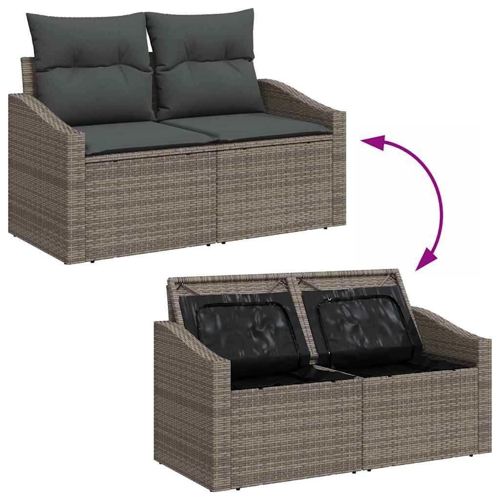 Garden Dining Set 5 pcs Grey Poly Rattan, Powder-Coated Steel