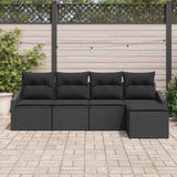 Garden Dining Set with Cushion with Storage 5 pcs Black - Side View