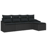 Sofa Set with Cushion with Storage 5 pcs Black Poly Rattan