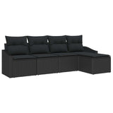Garden Dining Set with Cushion with Storage 5 pcs Black - Front View