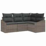 Garden Sofa Set with Cushion 4 pcs Grey Poly Rattan