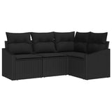 Garden Sofa Set with Cushion 4 pcs Black Poly Rattan