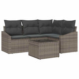 Garden Sofa Set with Cushion 5 pcs Light Grey Poly Rattan