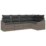 Garden Sofa Set with Cushion 5 pcs Grey Poly Rattan