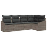Garden Dining Set with Cushion with Storage 5 pcs Grey - Front View