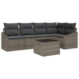 Garden Sofa Set with Cushion 6 pcs Light Grey Poly Rattan