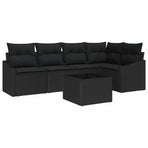 Garden Sofa Set 6 pcs Black Poly Rattan