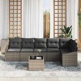Garden Sofa Set with Cushion 7 pcs Light Grey Poly Rattan