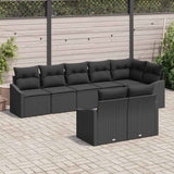 Garden Sofa Set with Cushion 8 pcs Black Poly Rattan