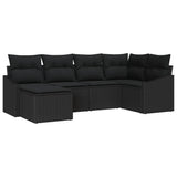 Garden Dining Set with Cushion with Storage 6 pcs Black